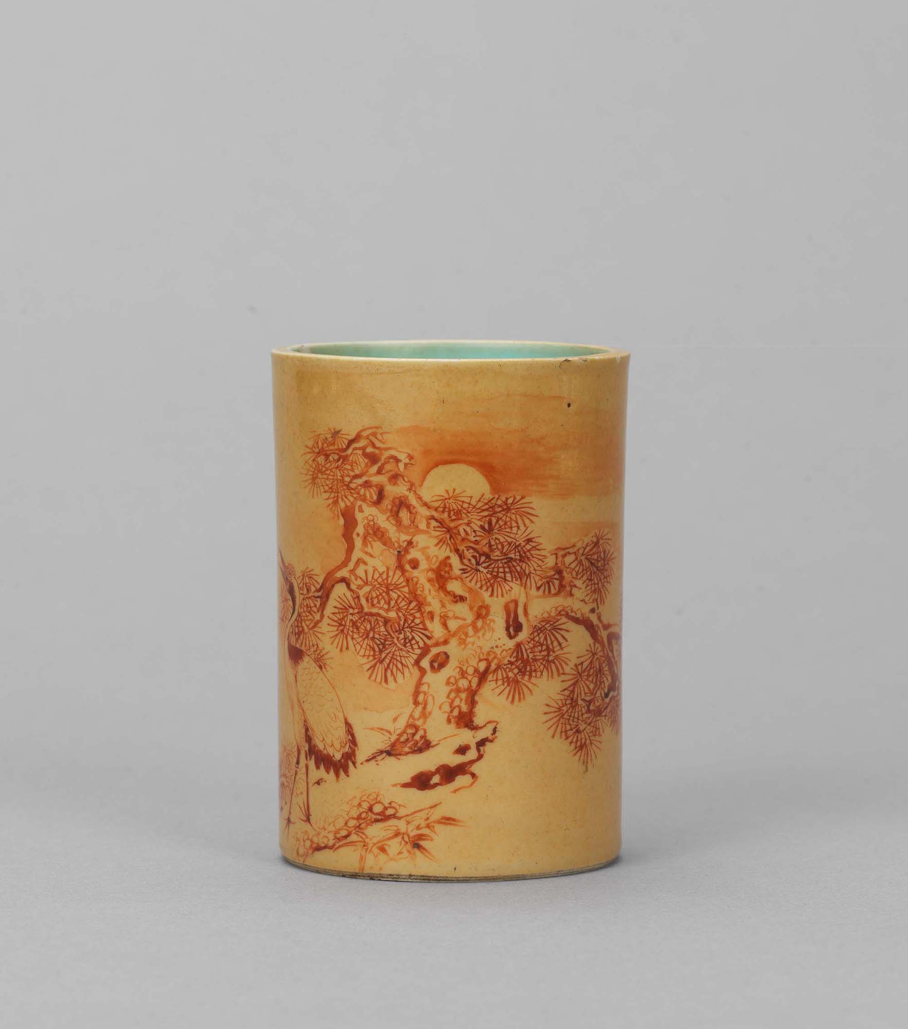 清時代置物　中国美術　古董品　時代物　筆筒焼物 販売販売済み 清時代置物 中国美術 古董品 時代物 筆筒焼物 【公式通販】